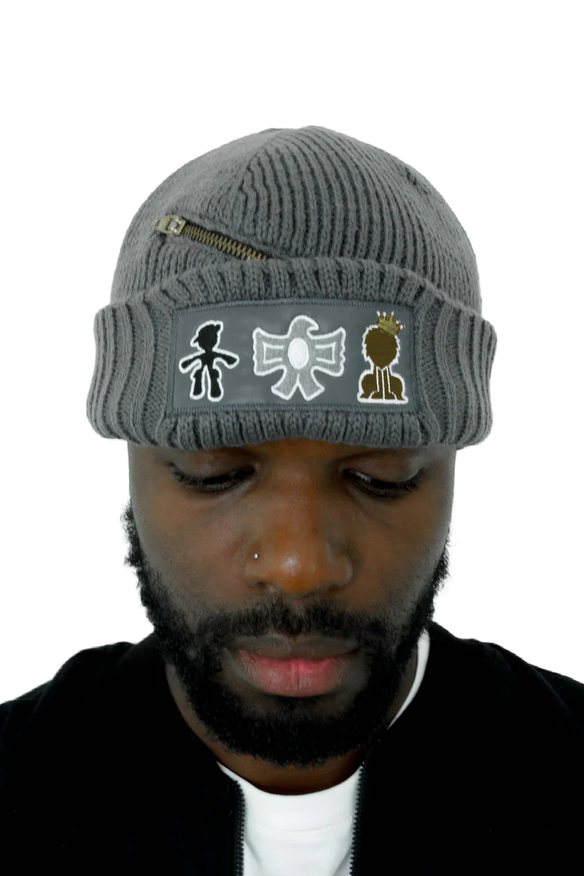 TRIO CLASSIC BEANIE ll GREY ZIPPER