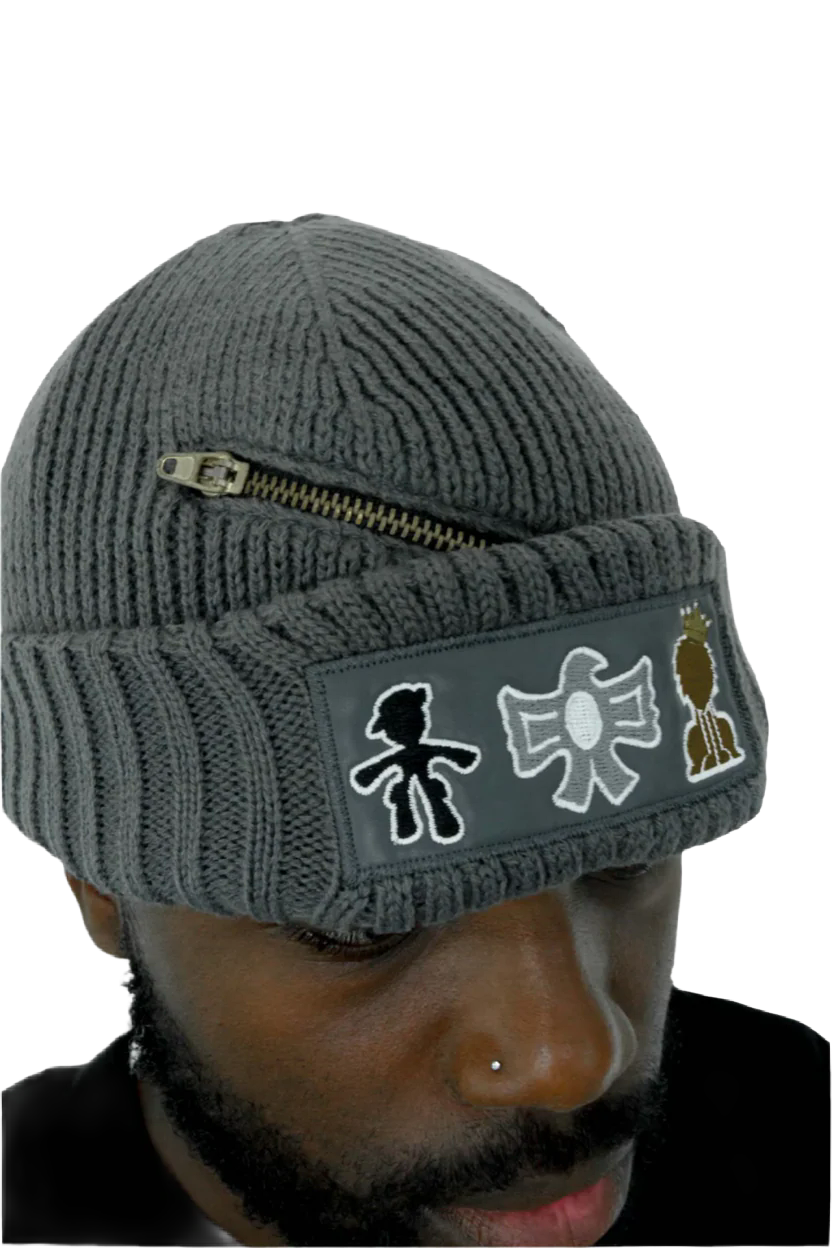 TRIO CLASSIC BEANIE ll GREY ZIPPER