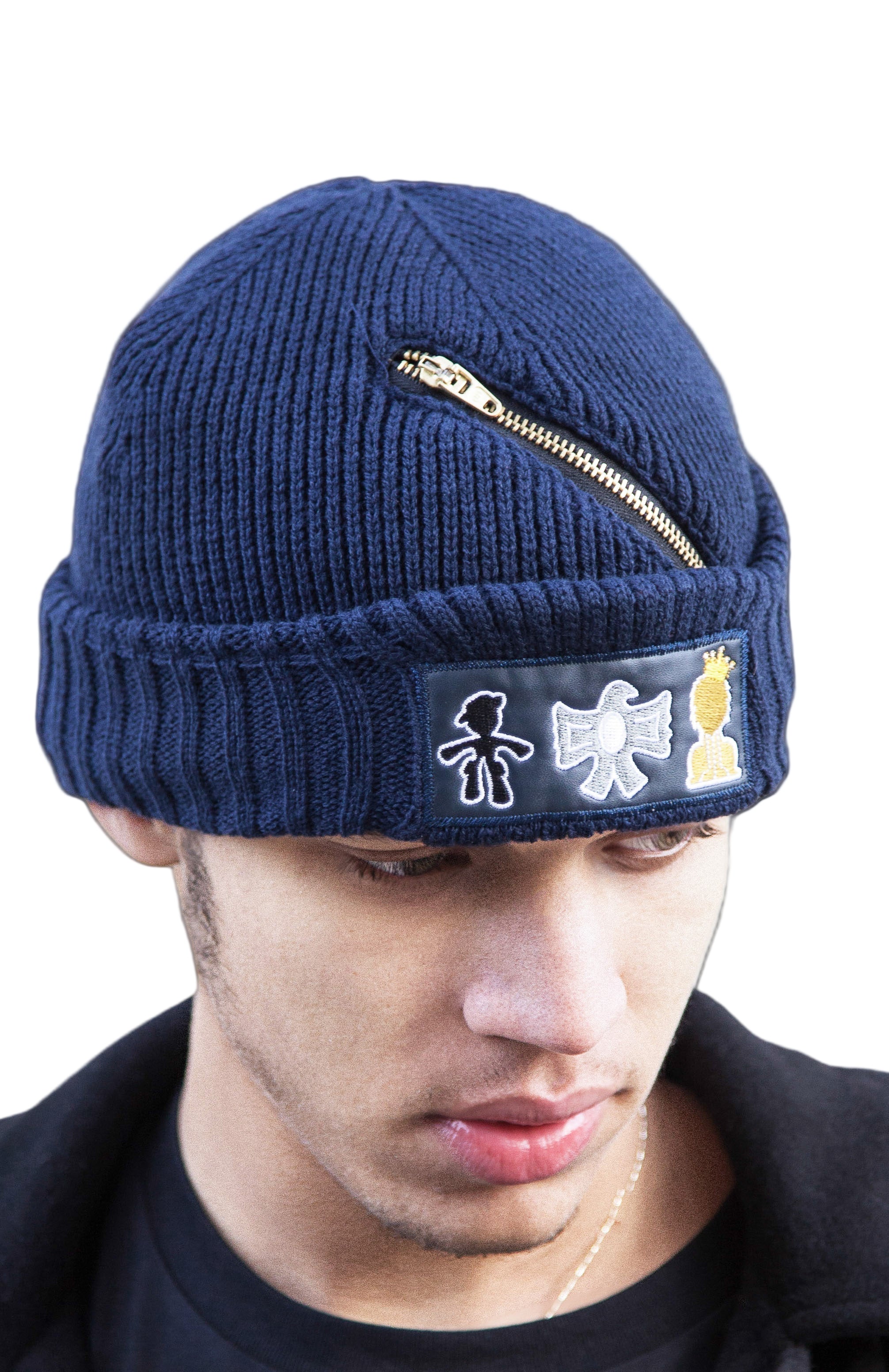 TRIO CLASSIC BEANIE ll NAVY ZIPPER