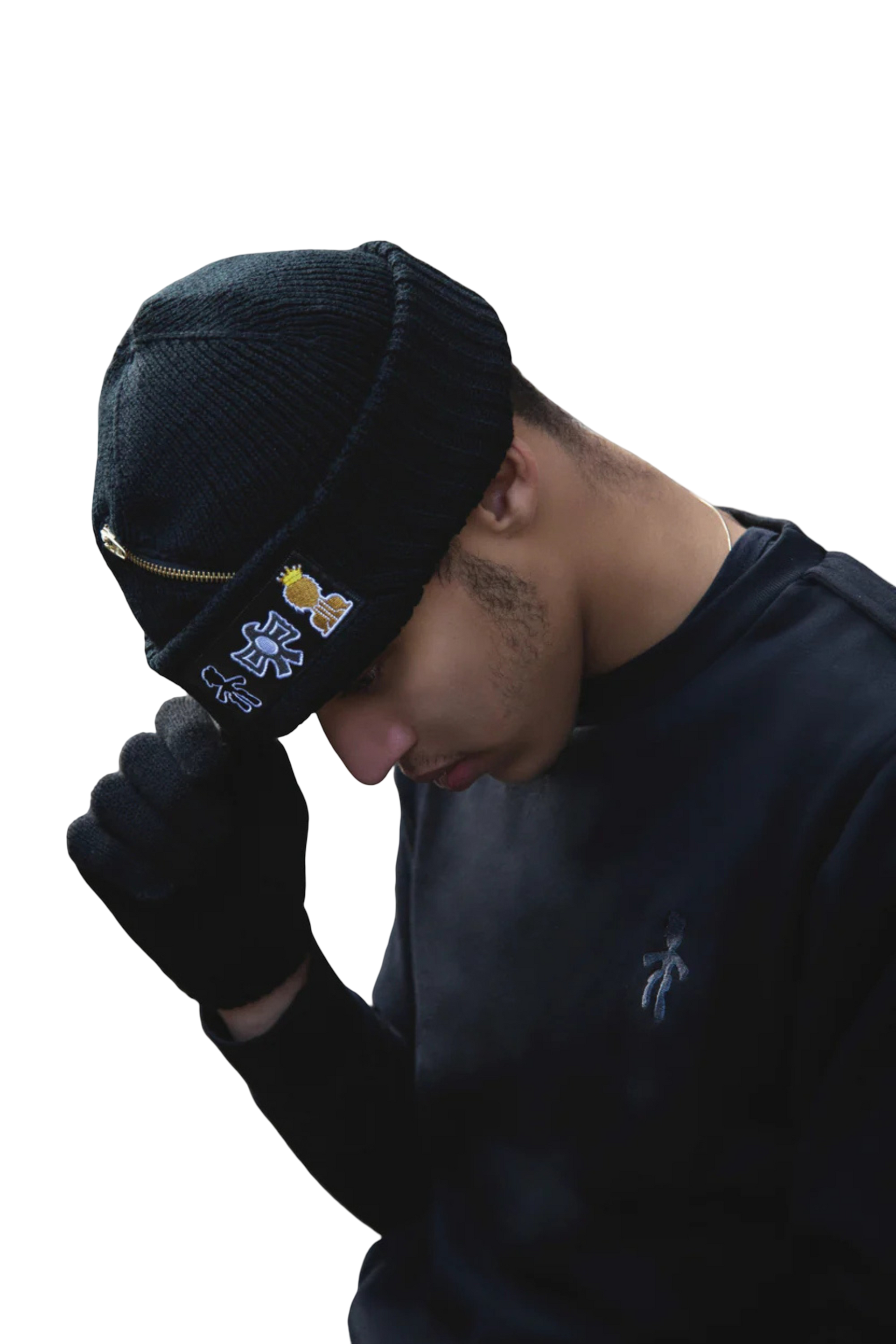 TRIO CLASSIC BEANIE ll BLACK ZIPPER – FORREDUCI